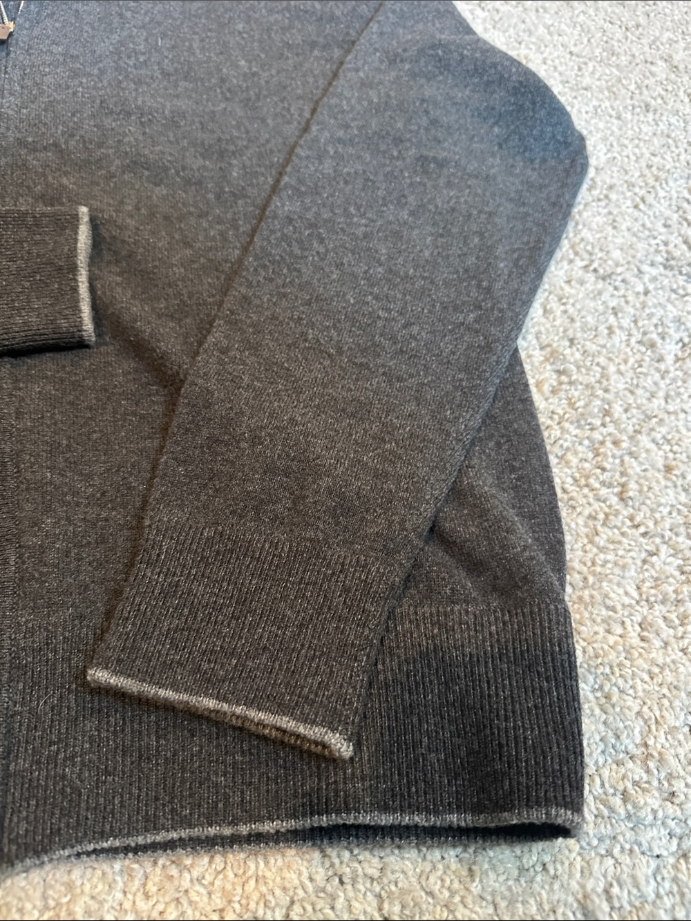 N. Peal Men's Full-Zip Knit Cashmere Jumper in Charcoal - Picture 4 of 9